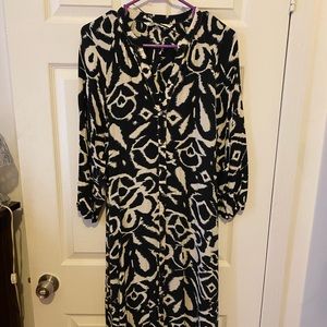 Zara Viscose Button Down Midi Dress Sz M